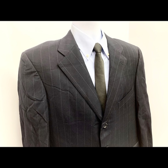 Zegna Trofeo 2 Pc Blue Pinstripe Suit 46C. 38W-26L